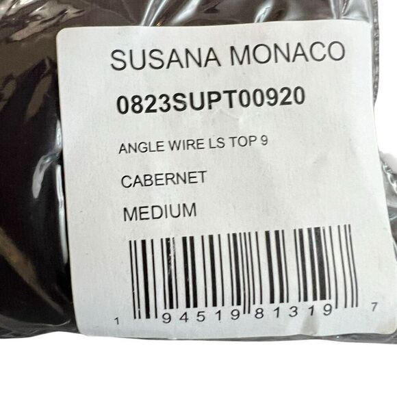 NEW Susana Monaco Angle Wire Long Sleeve Top Cabernet Purple M - Picture 5 of 8